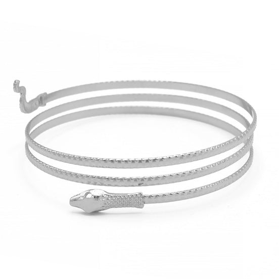 SILVER HALLOWEEN SNAKE UPPER  ARM BAND CUFF BRACELET #HNB90459SL