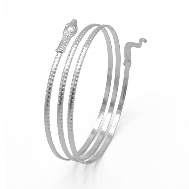 SILVER HALLOWEEN SNAKE UPPER  ARM BAND CUFF BRACELET #HNB90459SL