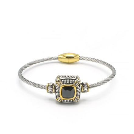 TWO-TONE BLACK CRYSTAL CLASSIC CABLE BRACELET # 93012BR-JET(FF16/FB6)