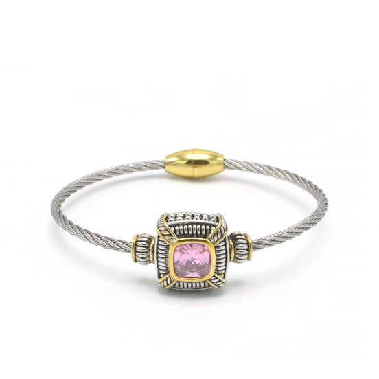 TWO-TONE ROSE CRYSTAL CLASSIC CABLE BRACELET#93012BR-ROSE(FB7)