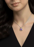 TWO TONE AMETHYST CRYSTAL SQUARE PENDANT BOX CHAIN NECKLACE #93012EH-AM(FE16/(FA17)
