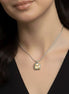 TWO TONE CHAMPAGNE CRYSTAL SQUARE PENDANT BOX CHAIN NECKLACE# 93012EH-CHAM(FE16/(FA17)