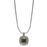 TWO TONE BLACK CRYSTAL SQUARE PENDANT BOX CHAIN NECKLACE #93012EH-JET(FB6)