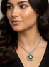 TWO TONE BLACK CRYSTAL SQUARE PENDANT BOX CHAIN NECKLACE #93012EH-JET(FB6)