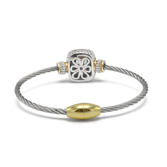 TWO TONE CLEAR CRYSTAL CLASSIC CABLE BRACELET #93099BR-CLEAR (FF12)