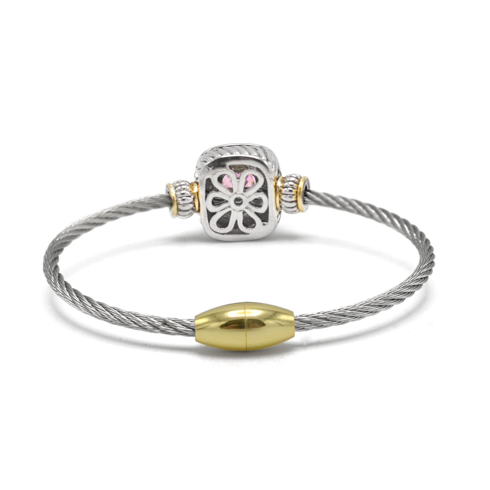 TWO TONE ROSE CRYSTAL CLASSIC CABLE BRACELET #93099BR-ROSE (FF14)