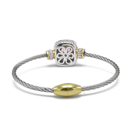 TWO TONE ROSE CRYSTAL CLASSIC CABLE BRACELET #93099BR-ROSE (FF14)