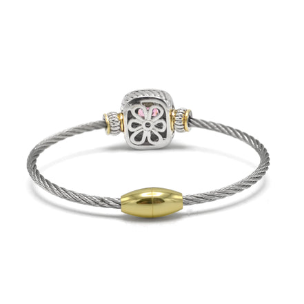 TWO TONE ROSE CRYSTAL CLASSIC CABLE BRACELET #93099BR-ROSE (FF14)