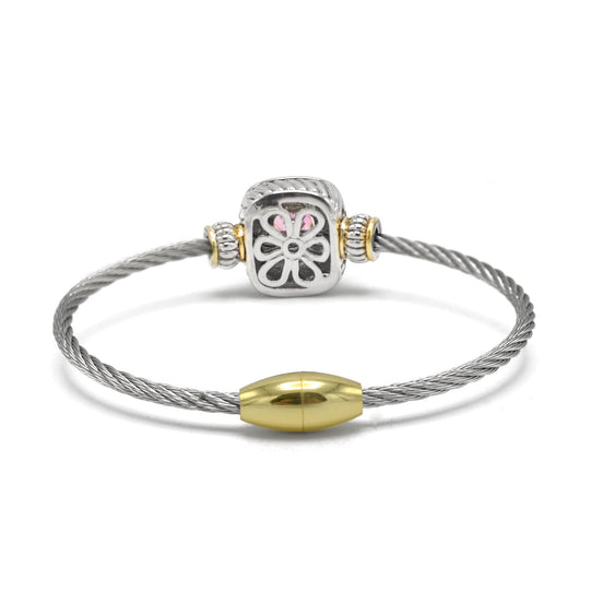 TWO TONE ROSE CRYSTAL CLASSIC CABLE BRACELET #93099BR-ROSE (FF14)