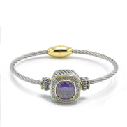 TWO TONE AMETHYST CRYSTAL CLASSIC CABLE BRACELET#93099BR-AM (FF15)