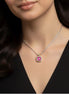 TWO TONE SQUARE ROSE CRYSTAL AND RHINESTONES ENGRAVED PENDANT BOX CHAIN NECKLACE #93099EH-ROSE(FF14)