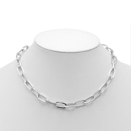 Silver Rectangle Link Chain Necklace #HNN90529SL (HD9)