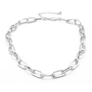 Silver Rectangle Link Chain Necklace #HNN90529SL (HD9)