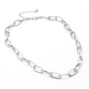 Silver Rectangle Link Chain Necklace #HNN90529SL (HD9)