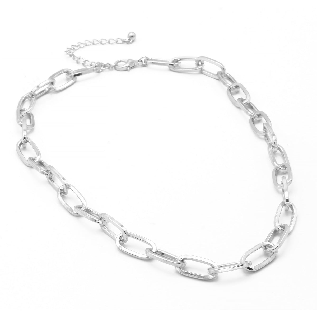 Silver Rectangle Link Chain Necklace #HNN90529SL (HD9)