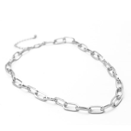 Silver Rectangle Link Chain Necklace #HNN90529SL (HD9)