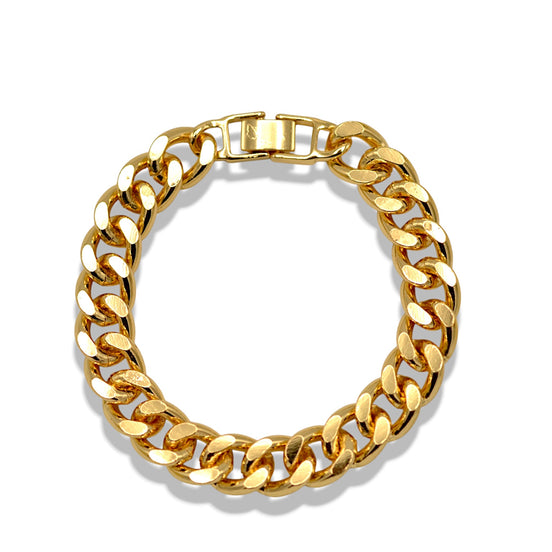 Gold Thick Curb Chain Bracelet 7.5"– Bold Statement Link Jewelry for Men & Women#HNB90465GD (XB15)