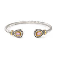 TWO TONE LIGHT ROSE CRYSTAL CLASSIC CABLE BRACELET #73024BR-LT.ROSE(FF1)