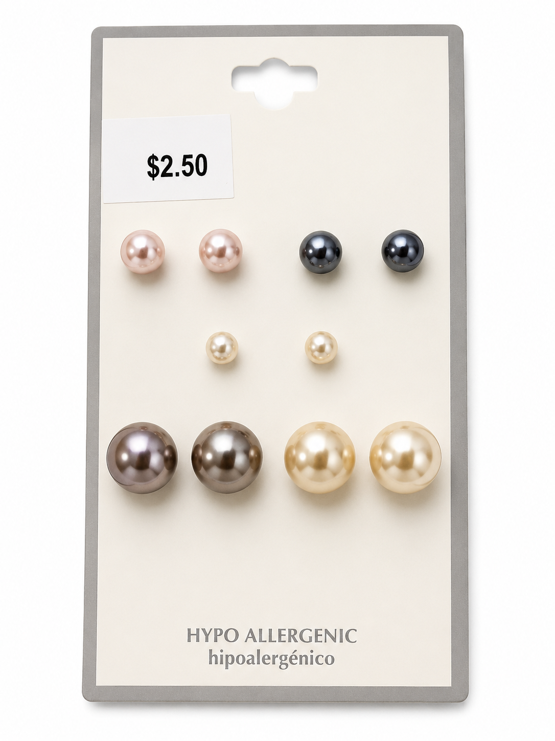 Classic Faux Pearl Stud Earrings Set for Women – Gold Tone Round Pearl Post Earrings, 5 Color Options (Blush Pink, Black, White, Silver Gray & Champagne)  #UN240281ER94 (SHAD9/AI24)