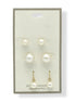 Hypoallergenic 3-Pair Faux Pearl Earring Set – Classic Small & Large Studs with Elegant Gold-Tone Dangles #UN240282ER94 (NG14)