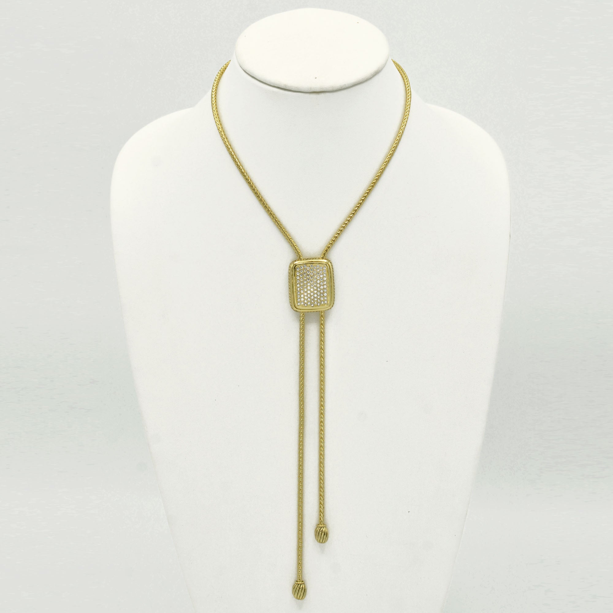 GOLD RECTANGULAR PAVE CRYSTAL PENDANT NECKLACE #12504NK-G (FD13)