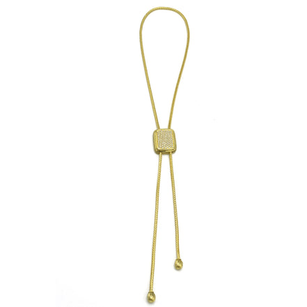 GOLD RECTANGULAR PAVE CRYSTAL PENDANT NECKLACE #12504NK-G (FD13)