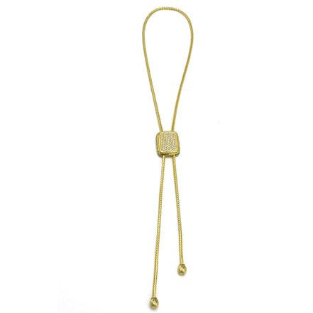GOLD RECTANGULAR PAVE CRYSTAL PENDANT NECKLACE #12504NK-G (FD13)
