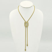 GOLD RECTANGULAR PAVE CRYSTAL PENDANT NECKLACE #12504NK-G (FD13)