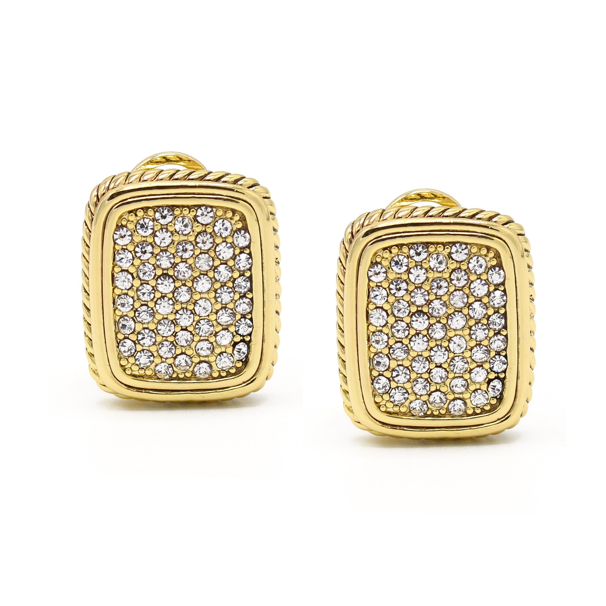 GOLD PAVE CRYSTAL POST EARRINGS#12504ER-G (FC14)