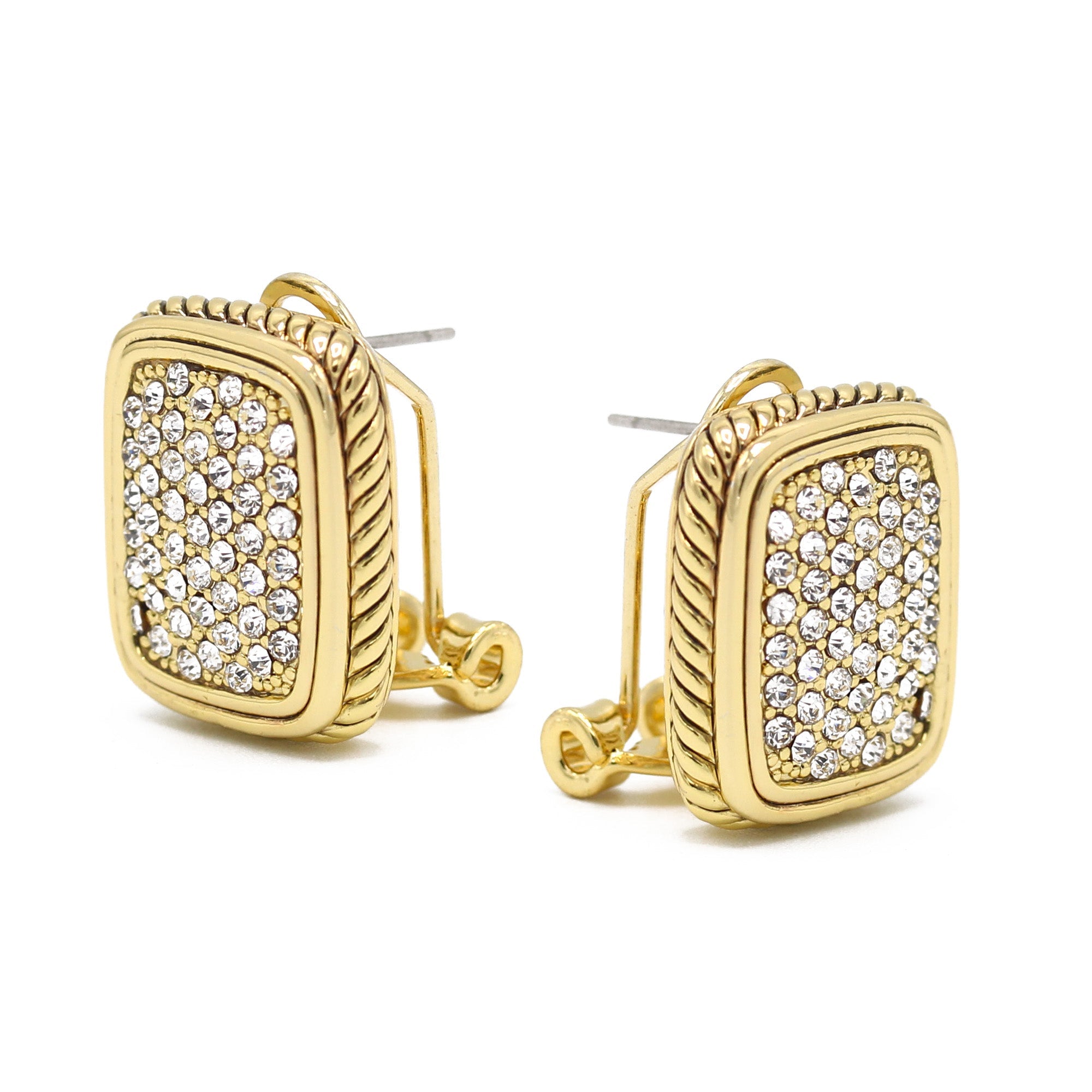 GOLD PAVE CRYSTAL POST EARRINGS#12504ER-G (FC14)