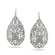 SILVER FILIGREE CRYSTAL TEARDROP EARRINGS #ADX6802387(XD23)