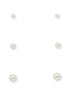 3 PAIRS 8 MM,6MM AND 4MM WHITE PEARL SILVER EARRINGS SET #ADX0291433(AD19)