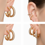 ✨ Gold Ear Cuff & Stud Earrings Set#ADX0222341 (Mod)