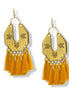 ✨ Gold Chevron & Mustard yellow Tassel Earrings – 3"#ADX0222675(BOHO)