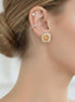 TWO TONE SQUARE CHAMPAGNE CRYSTAL AND RHINESTONES ENGRAVED EARRINGS #93099ER-CHA(FF16)