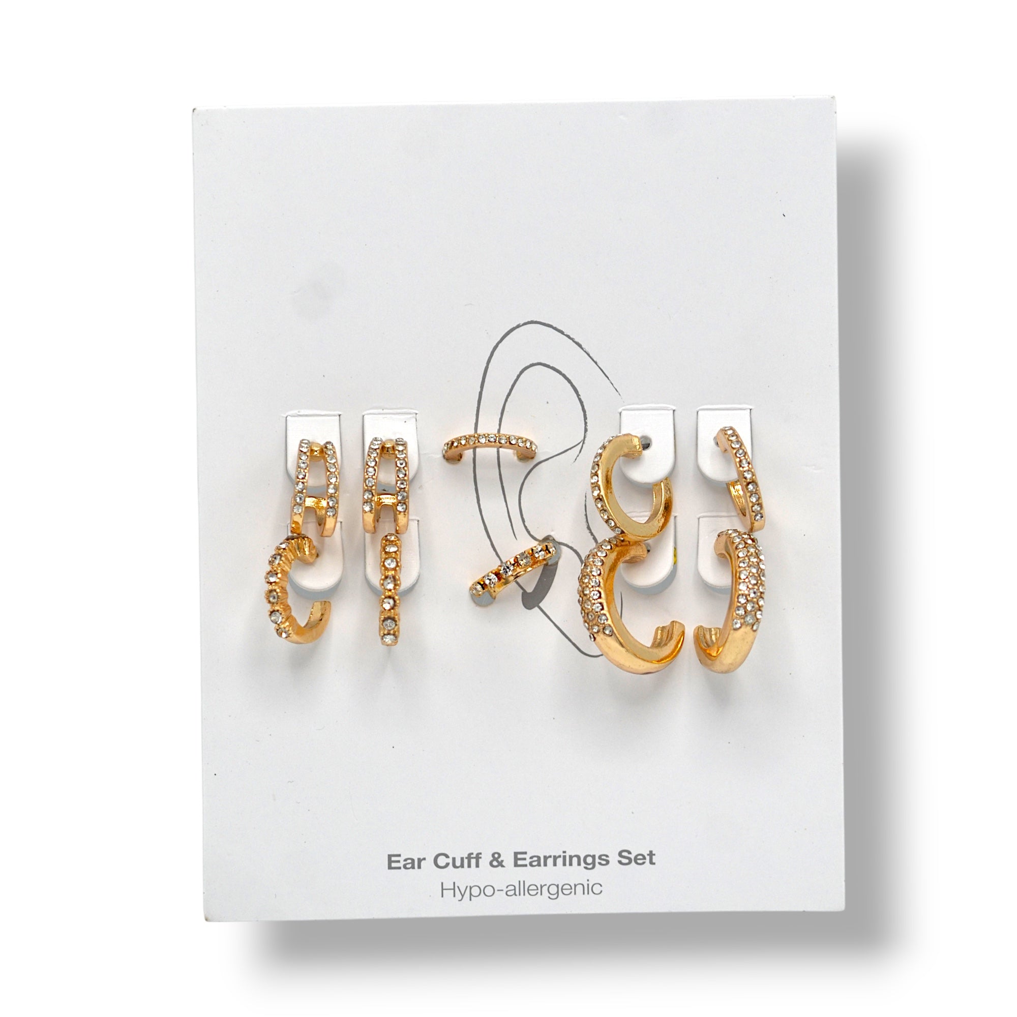 ✨ Gold Ear Cuff & Stud Earrings Set#ADX0222341 (Mod)