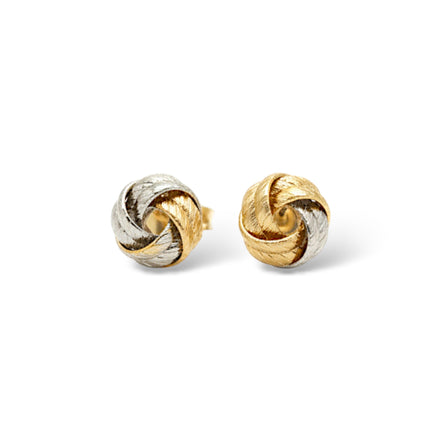 Two-Tone Knot Earrings – 0.5" Classic Studs#GFE6277-3
