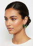 1.5" Emerald Green Resin C-Hoop Earrings with Hammered Gold Wrap – Vintage Style Tapered Hoops#GFE6581 (S3 2025)