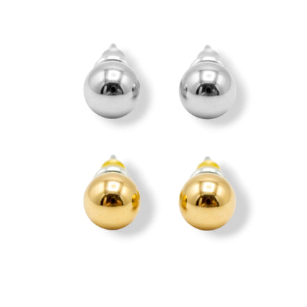 Mixed Stud & Hoop Earrings Set – Gold & Silver Tone Hypoallergenic Post Earrings | 1" Hoop Styles Included #GFE6277-2 Assorted