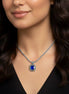TWO-TONE BLUE SQUARE PENDANT BOX CHAIN NECKLACE #73014EH-BLUE(FD5)