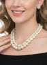 Cream Pearl And Gold Crystal Pave Ball Necklace And earrings Set #SQ321-1026-0296G