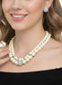 White Pearl And Silver Crystal Pave Ball Necklace And earrings Set #SQ321-1026-0296S (LA25/GF17)