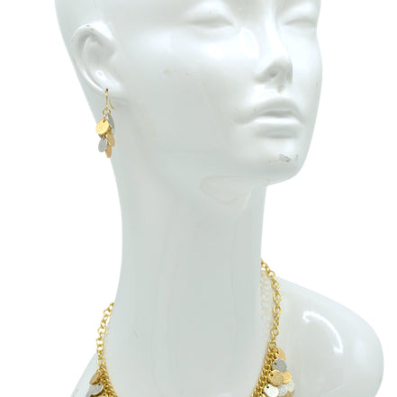 Two-Tone Dangle Coin Drop Earrings | Gold & Silver Textured Discs 1.5"#FW1403605 (DE4/LF18)