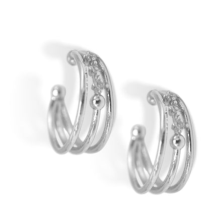 Silver Sparkling Cuff Ear Clip – 0.5" Inch No Piercing Required Fashion Earring#HNE90623SL(NB14)