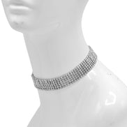 Six-Row Rhinestone Crystal Choker Necklace Gold ✨ or Silver 🤍# HNN91025-ASST