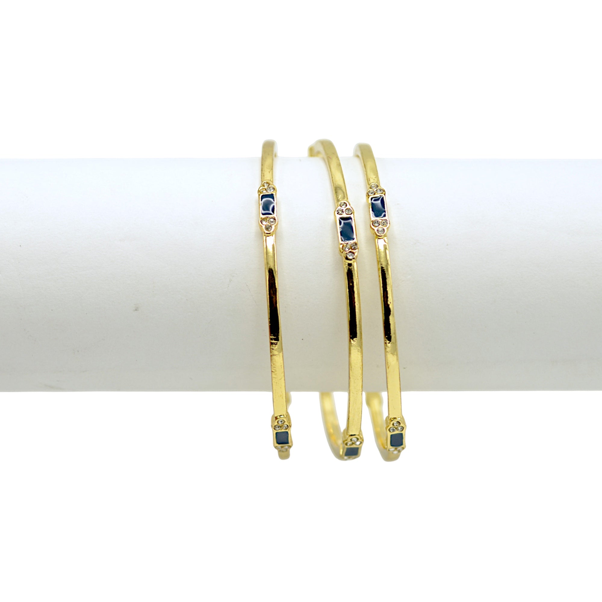 Gemini said Gold-Tone Stackable Bangles with Navy Accents – 2.4