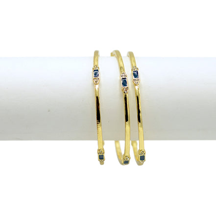 Gemini said Gold-Tone Stackable Bangles with Navy Accents – 2.4" Set #GS09199 GLD NAV (OF25/QD2)