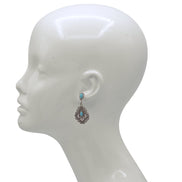 Boho Turquoise & Silver Drop Earrings 1.7