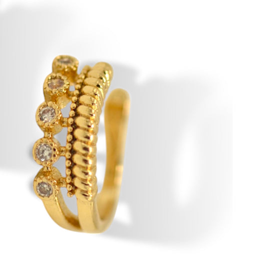 Gold Sparkling Cuff Ear Clip – 0.5" Inch No Piercing Required Fashion Earring #HNE90935GD