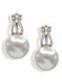Timeless Silver Pearl & Rhodium Clip-On Earrings 0.8"#HNE90907RD (SHAD9)
